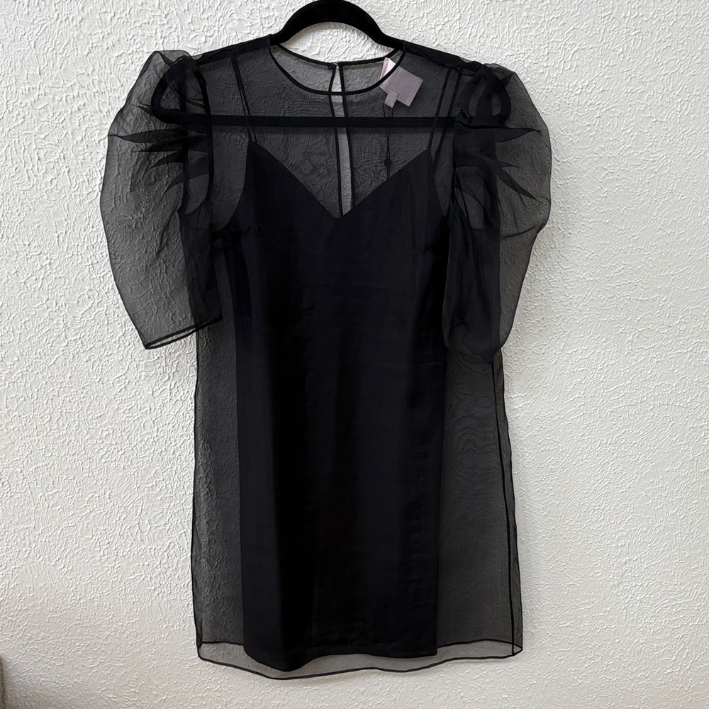 CINQ À SEPT Erin Puff Sleeve Organza Mini Dress